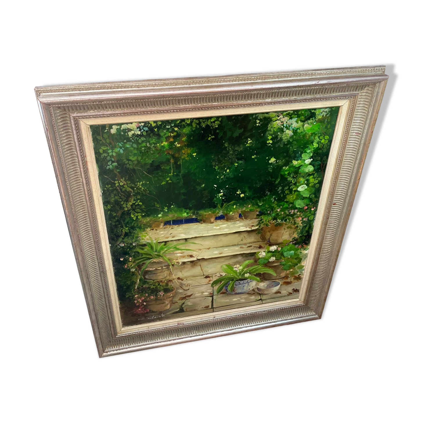 Peinture "vue de jardin" contemporain
