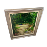 Peinture "vue de jardin" contemporain