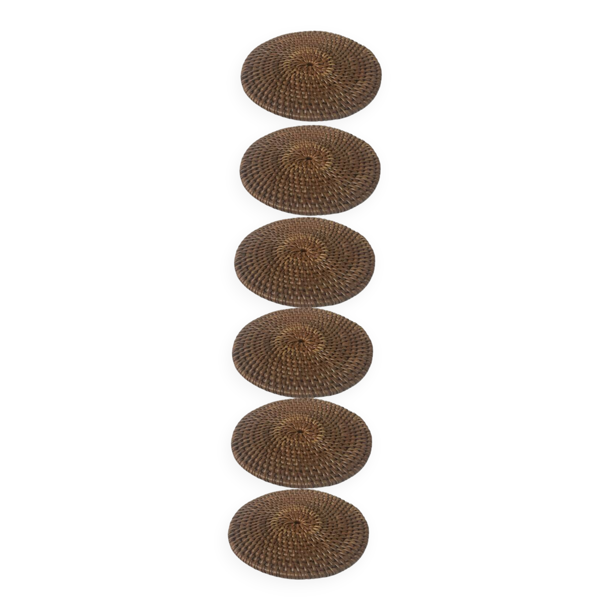 Set of 6 handwoven rattan coasters - natural ethnic style
