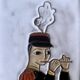 Small vintage enameled ceramic wall plaque - military flautist