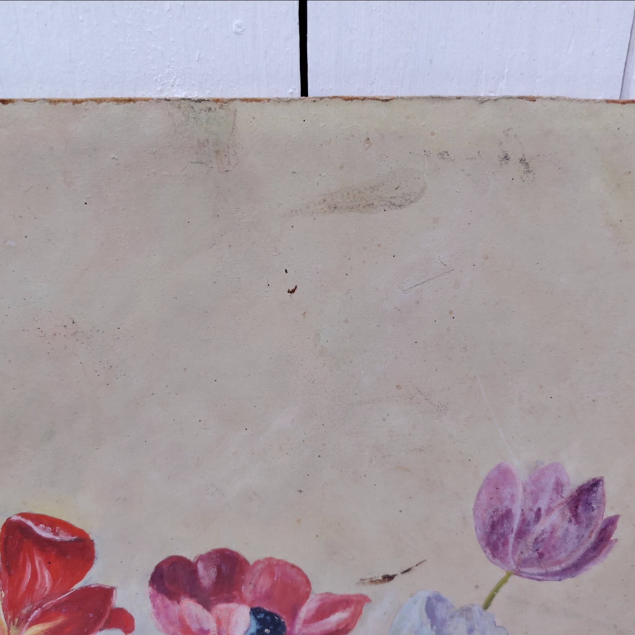 Painting of an anemones, oil signed Savary