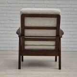 1960s, Danish armchair, refurbished, quality white/grey furniture fabric.