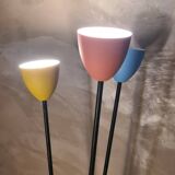 Mid century floor lamp 1950 to 70 sheet metal lampshade steel tricolor paint lidokov boscovice