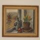 Huile sur toile suédoise originale « Nature morte à la plante en pot »