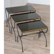 Vintage nesting tables in metal and black opaline glass 1950