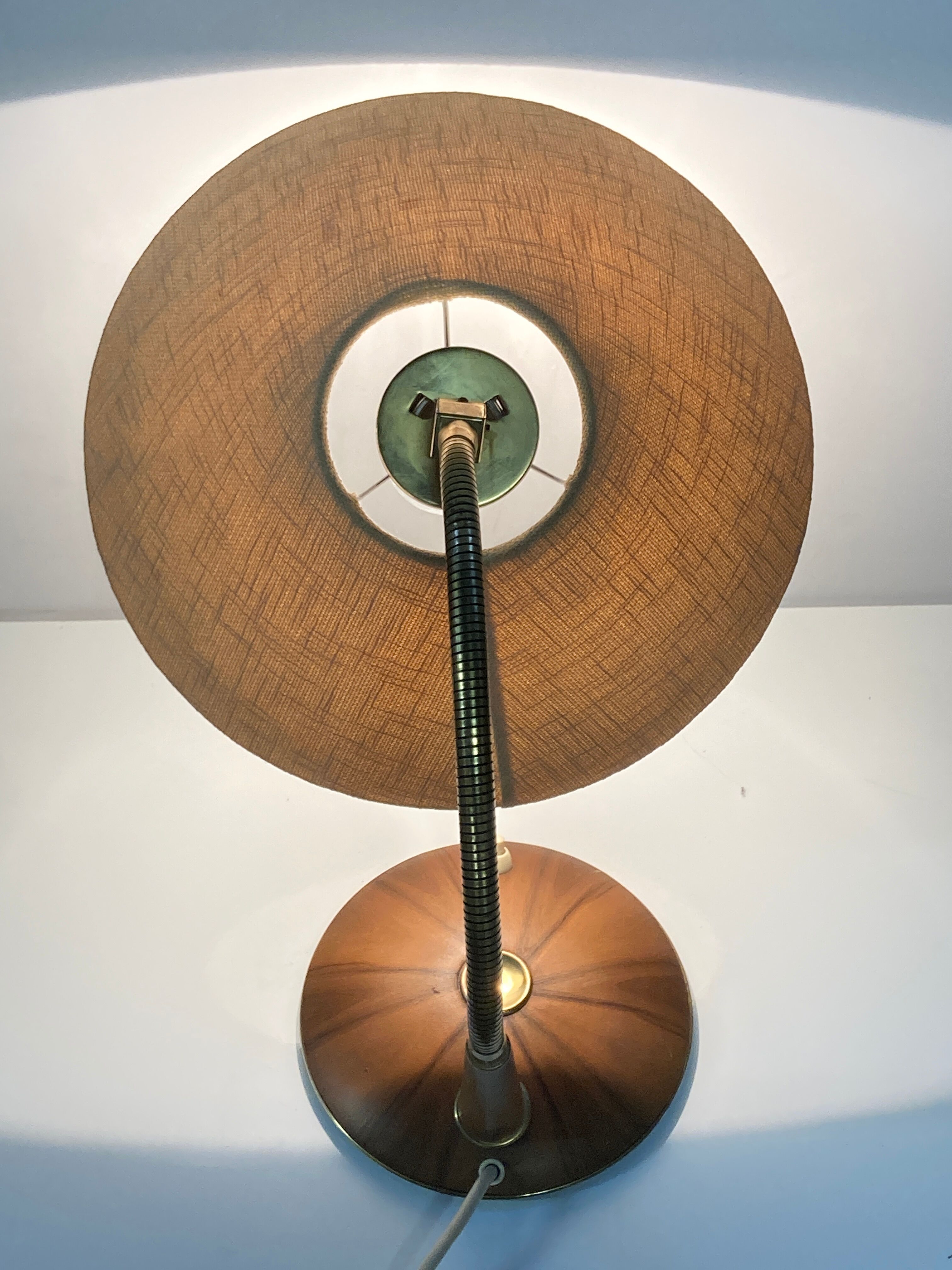 Brass and teak desk or table lamp by Temde, Switzerland 1960s