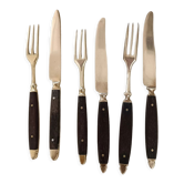 Set of six brass dessert cutlery