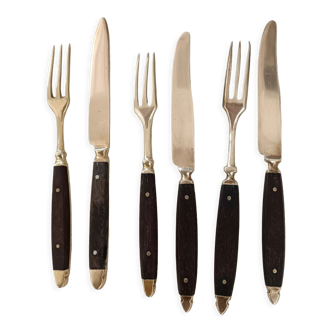 Set of six brass dessert cutlery