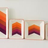 Service gien en porcelaine émaillée modèle "flèches" années 70