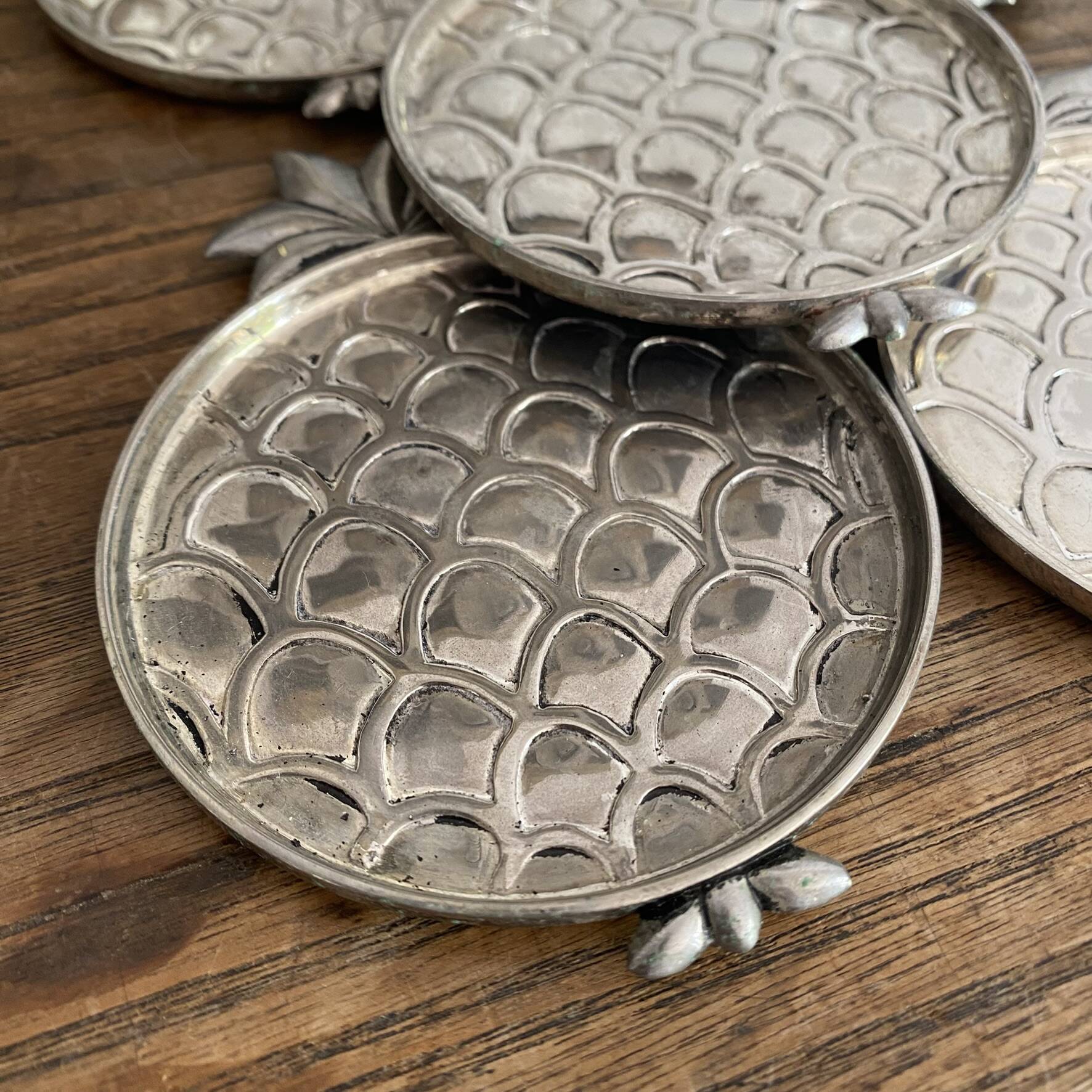 Set of pineapple coasters Silea silver-plated, 1970s