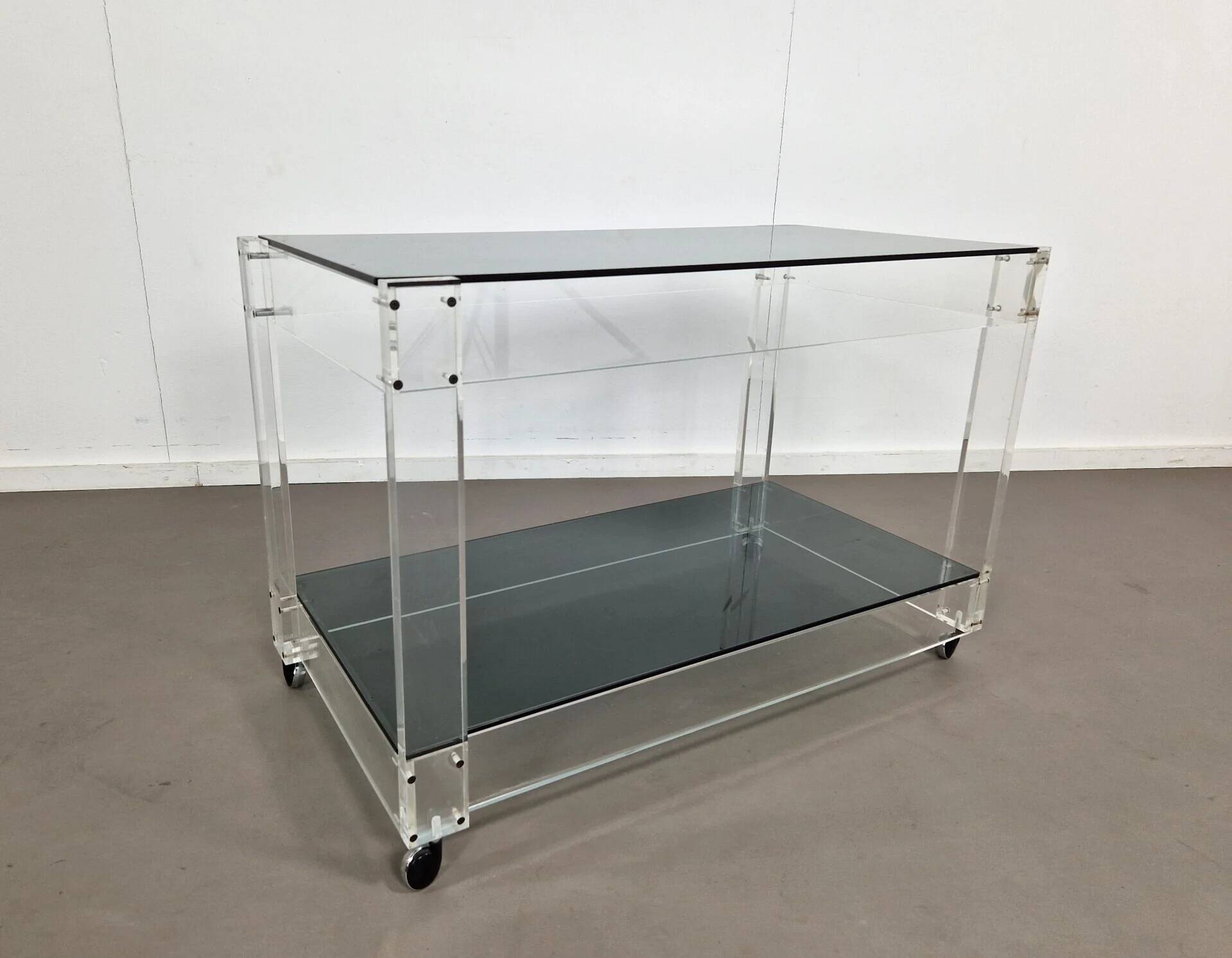 Lucite and smoked glass trolley | 1970s