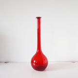 Italian red blown glass bottle EMPOLI
