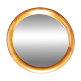 Small vintage round mirror 1980 with rattan rim