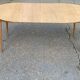 Table à manger scandinave ronde extensible décapée en teck brut 1950