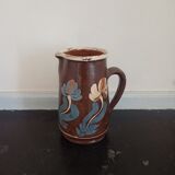 Pitcher in earthenware floral decoration XXth