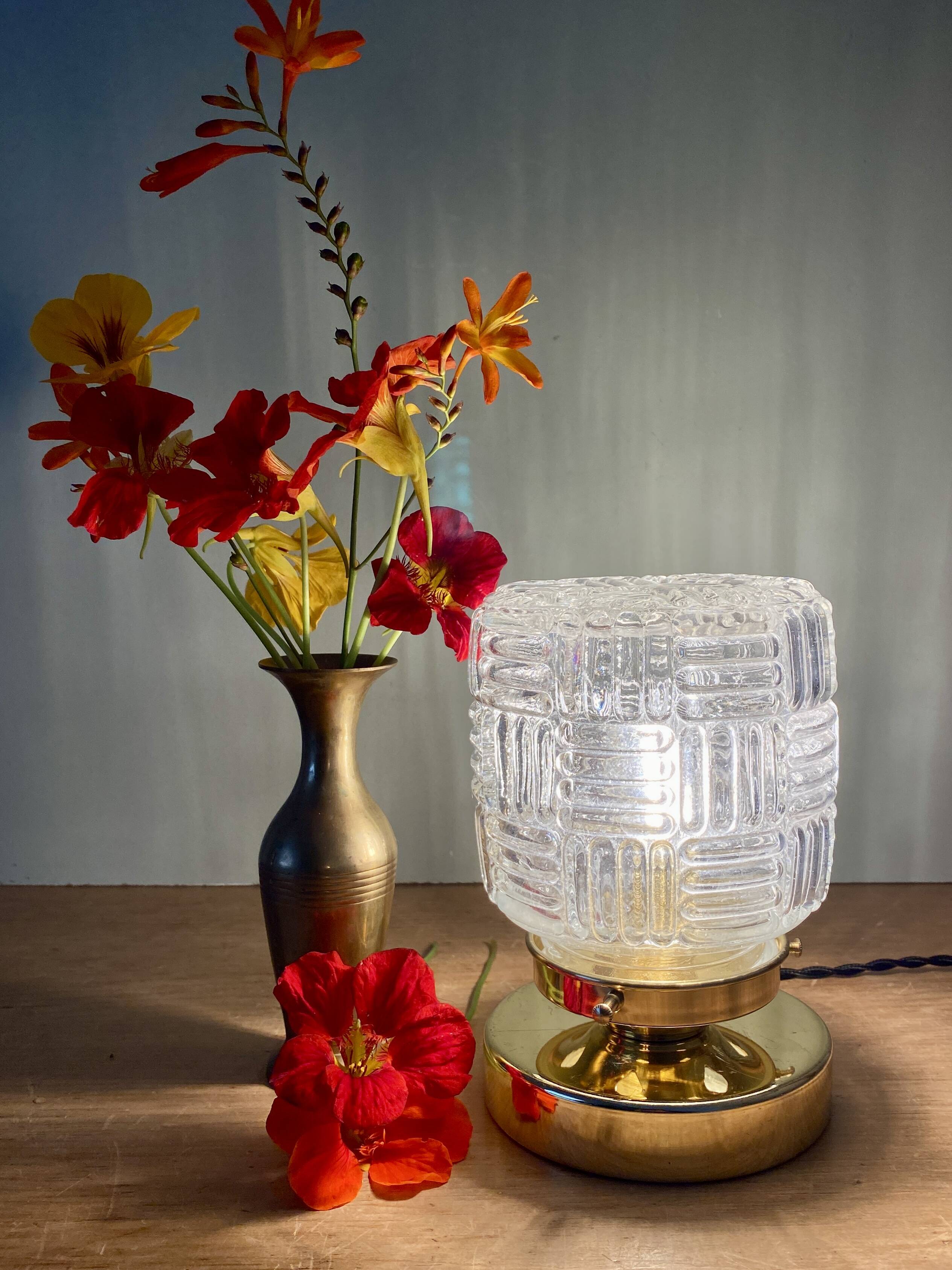 Vintage glass globe table lamp