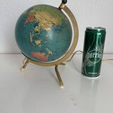 Vintage 1967 terrestrial globe Taride tripod gold glass world map - 22 cm
