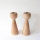 Pair of Wood Candle Holders in Danish Design Style, 1970's