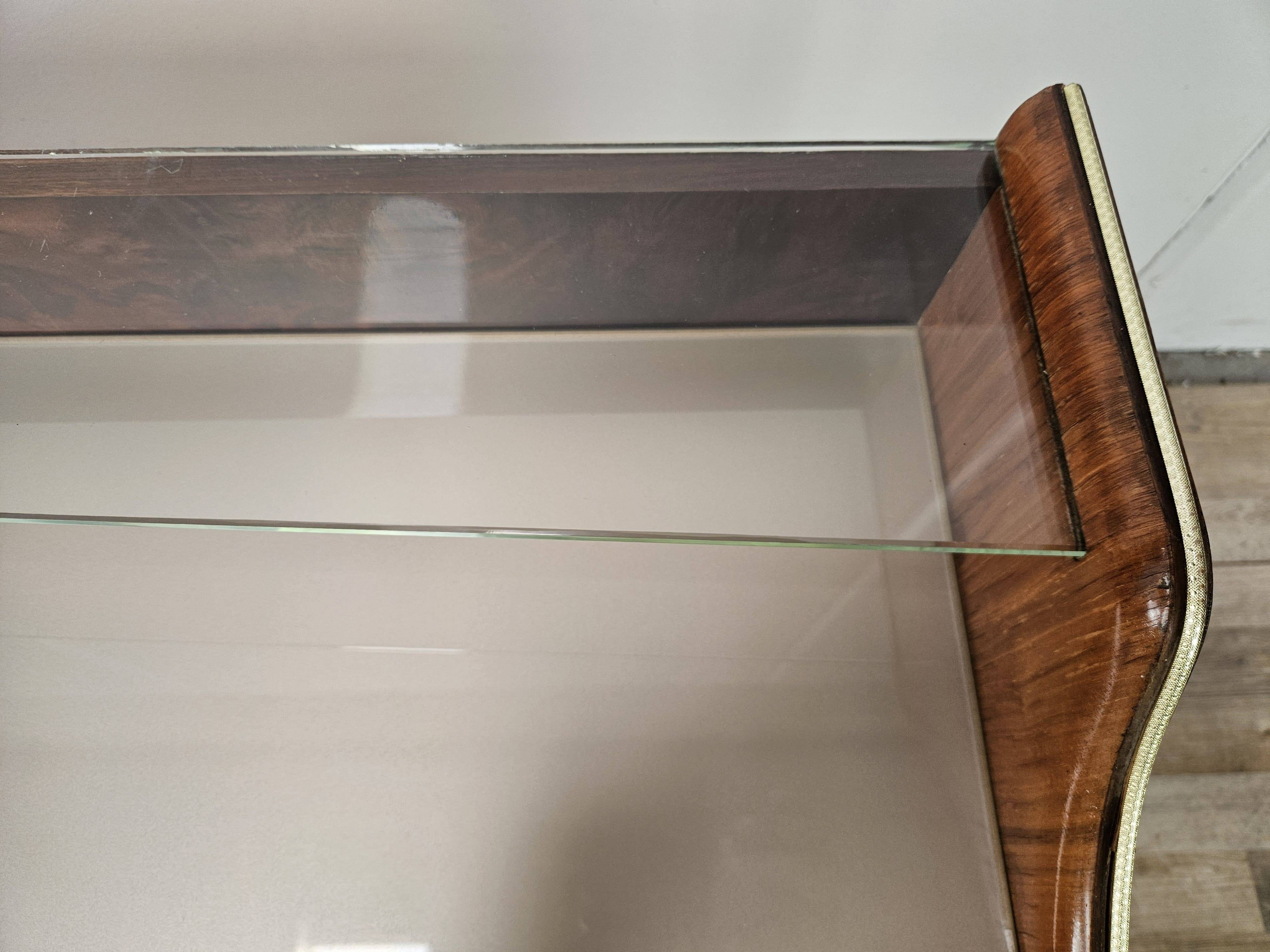 Burl wood dressing table with double glass shelf