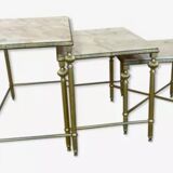 Brass and marble trundle table