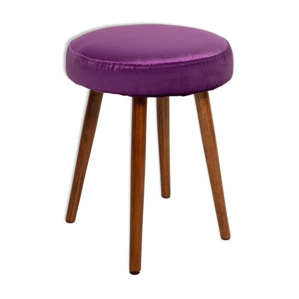 Tabouret en velours violet brillant milieu du siècle, Europe, 1960s