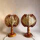 Pair of mid century wooden table lamps