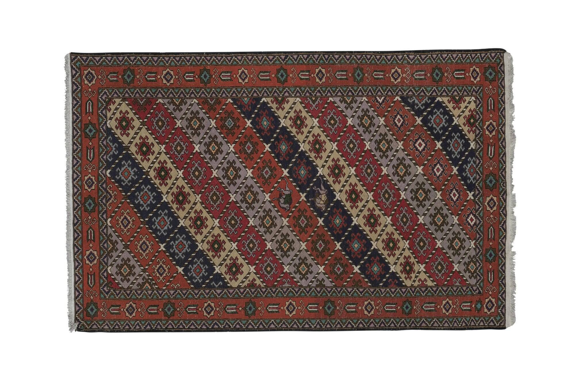 Vintage Turkish handmade rug 126x195 cm
