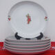 6 assiettes porcelaine basque décor piments et cerises