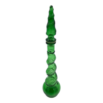 Carafe empoli en verre torsadé coloris vert, modèle "snake" italie, années 60