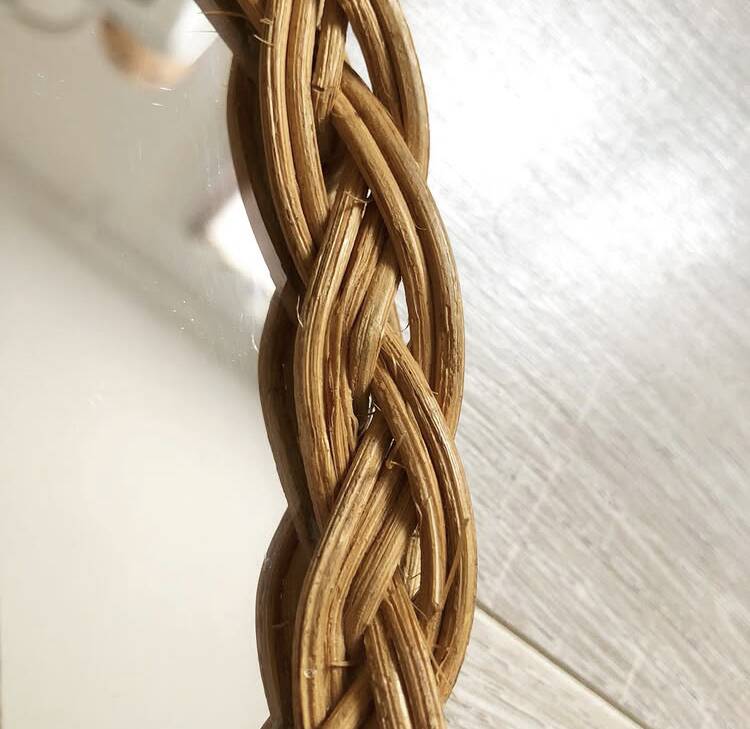 Vintage woven rattan mirror