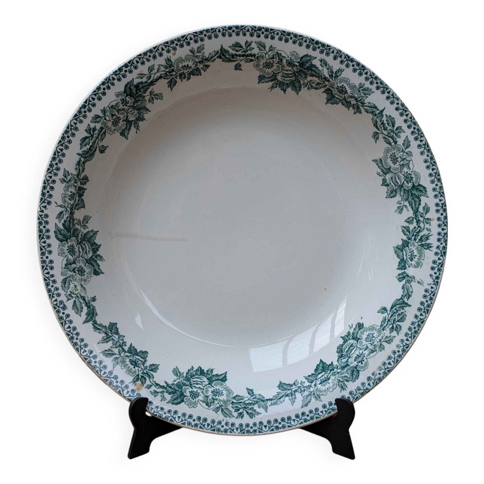 Old hollow round serving dish plate Guadeloupe Saint Amand model