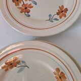 Set of 6 vintage orange and blue floral plates – 1950s
