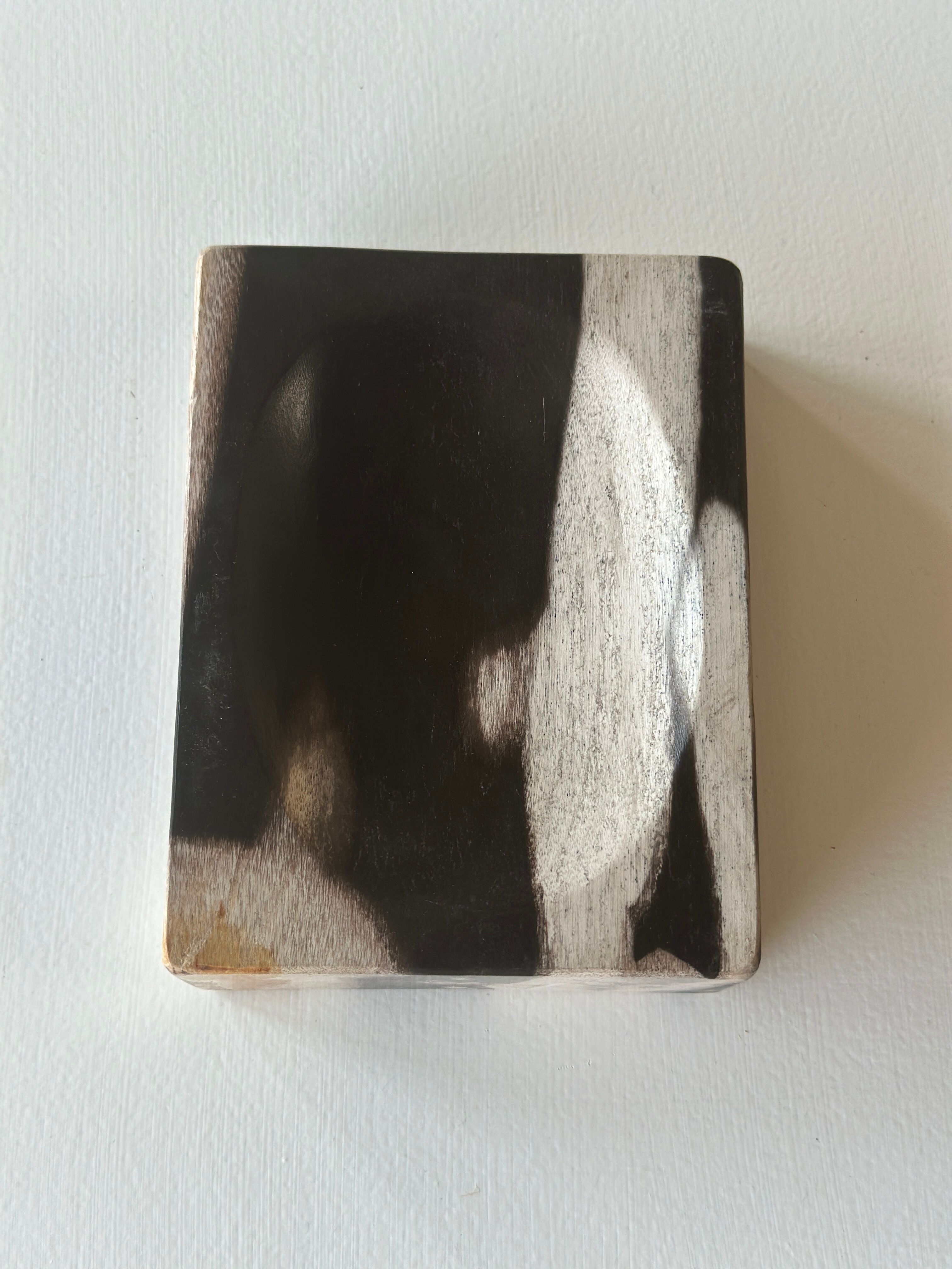 Symmetrical multicolored petrified wood soap dish