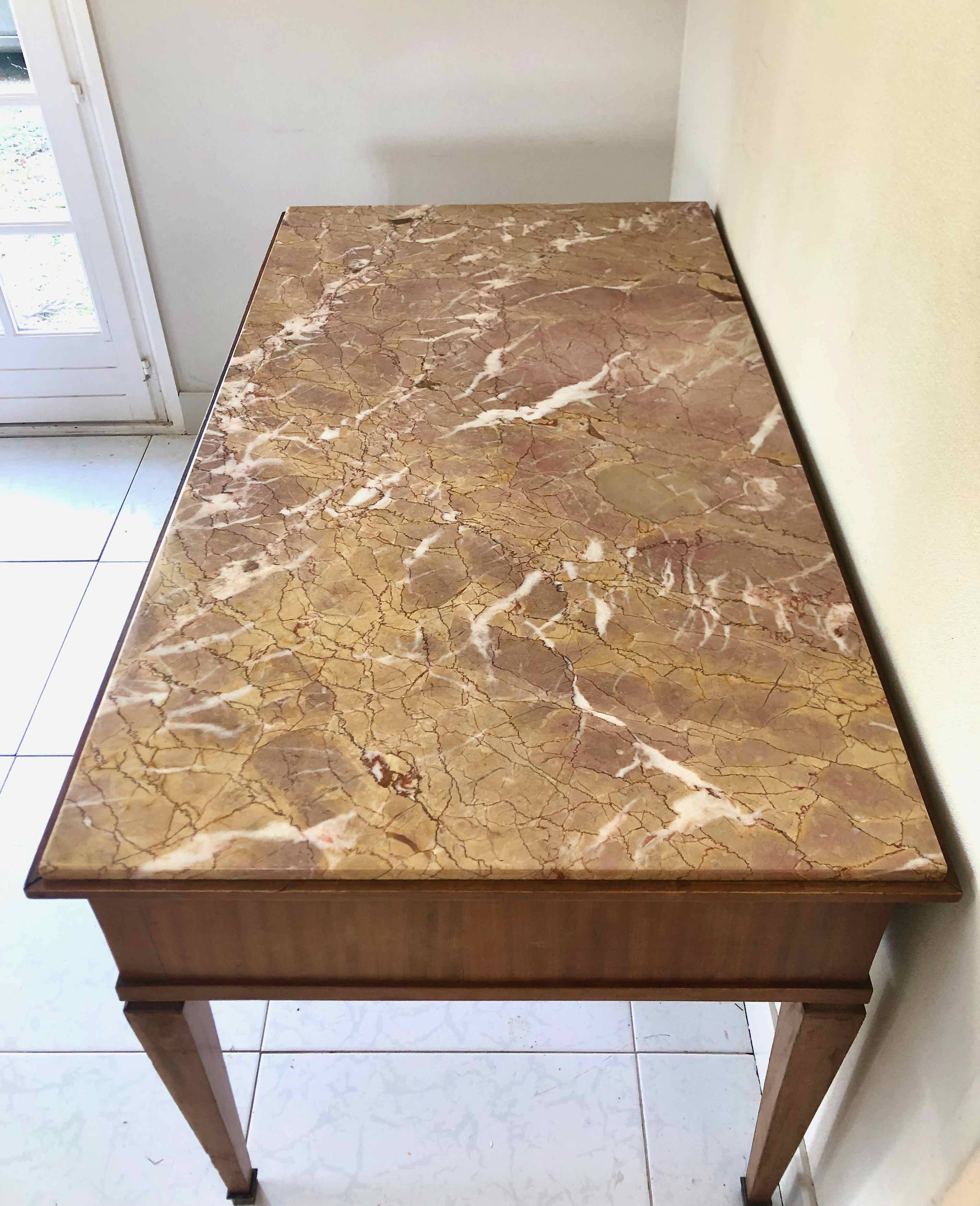 Wood and pink marble desk