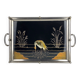 Art Deco tea tray glass and silver metal 30s