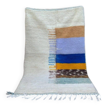 Tapis en laine pure fait main traditionnelle artisanale à motifs colorés