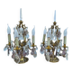 Pair of Gilt Bronze Candelabras with Colored Crystal Tassels