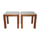 Pair of wooden and marble side tables