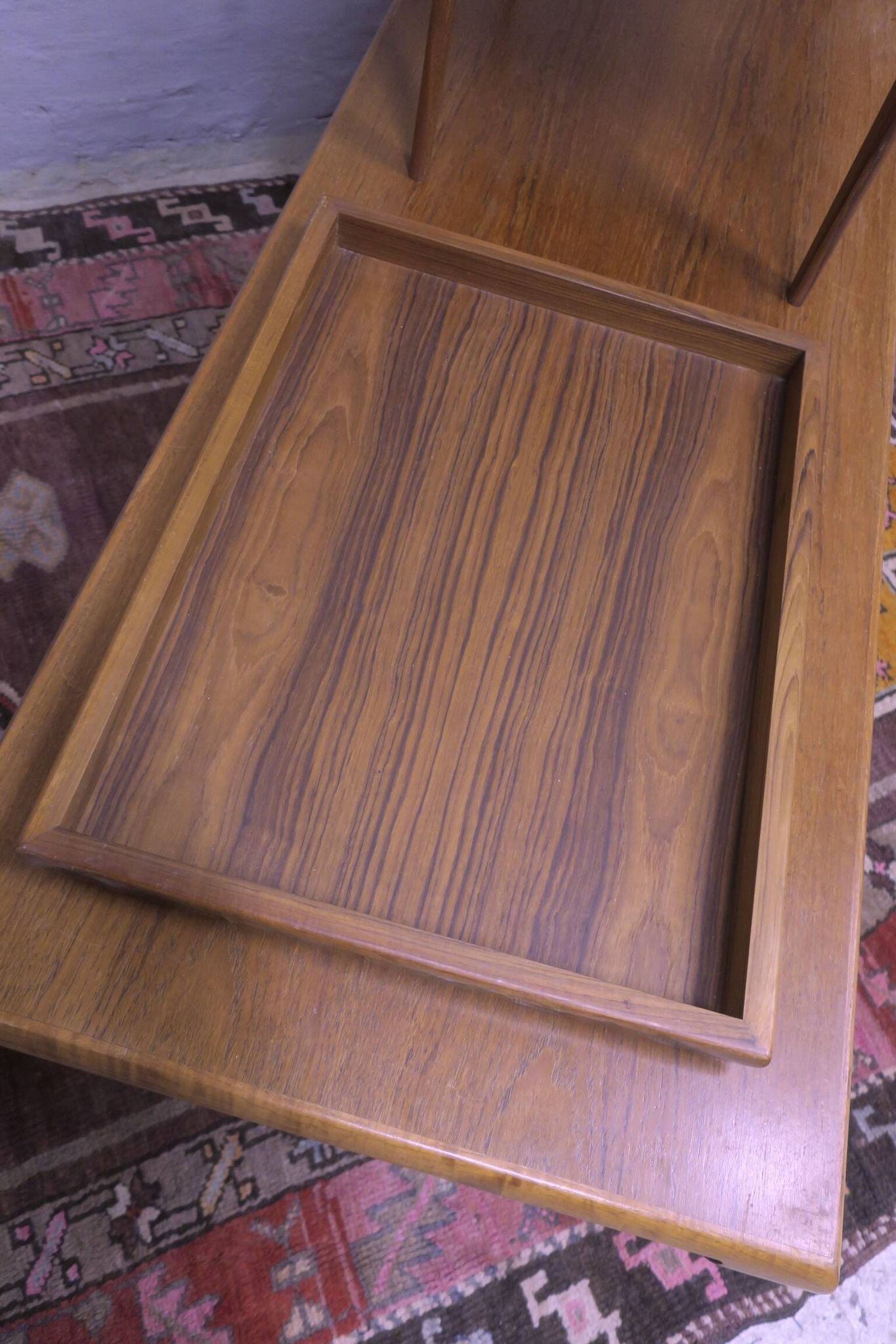 Teak metamorphic coffee tables and tray Johnannes Andesen for Trioh, 1960s