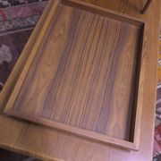 Teak metamorphic coffee tables and tray Johnannes Andesen for Trioh, 1960s