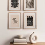 Collection of 4 paintings on paper - abstract paintings signed Eawy