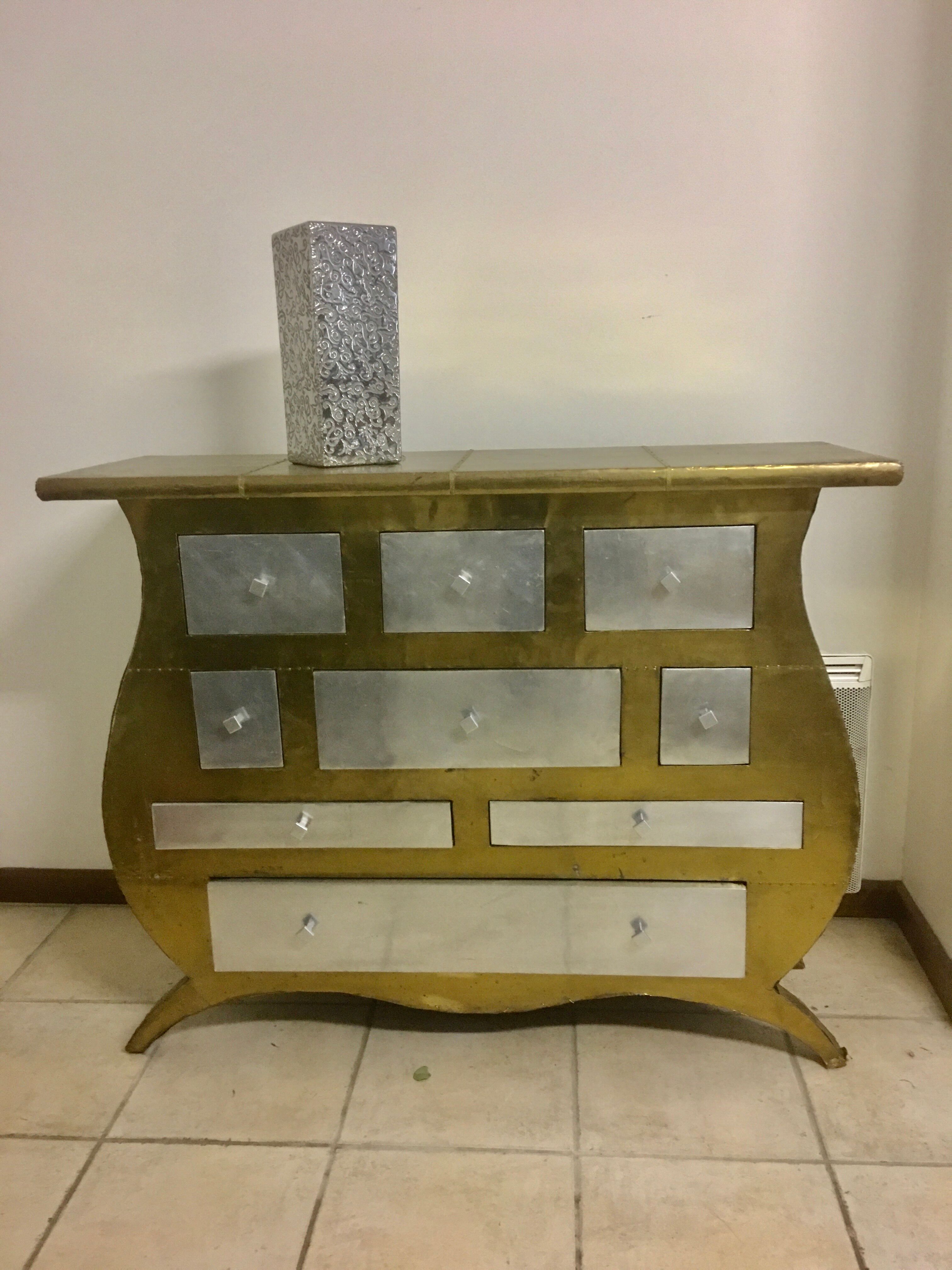 Chest of drawers 20 th brass and metal