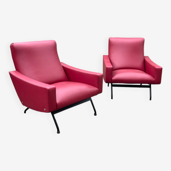 Pair of Gilbert Steiner design armchairs, Galion model, published by Steiner