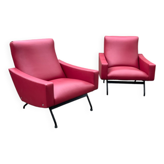 Pair of Gilbert Steiner design armchairs, Galion model, published by Steiner