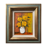 Painting "Bouquet of yellow roses" by Patrick HUGONNOT (1963) + frame
