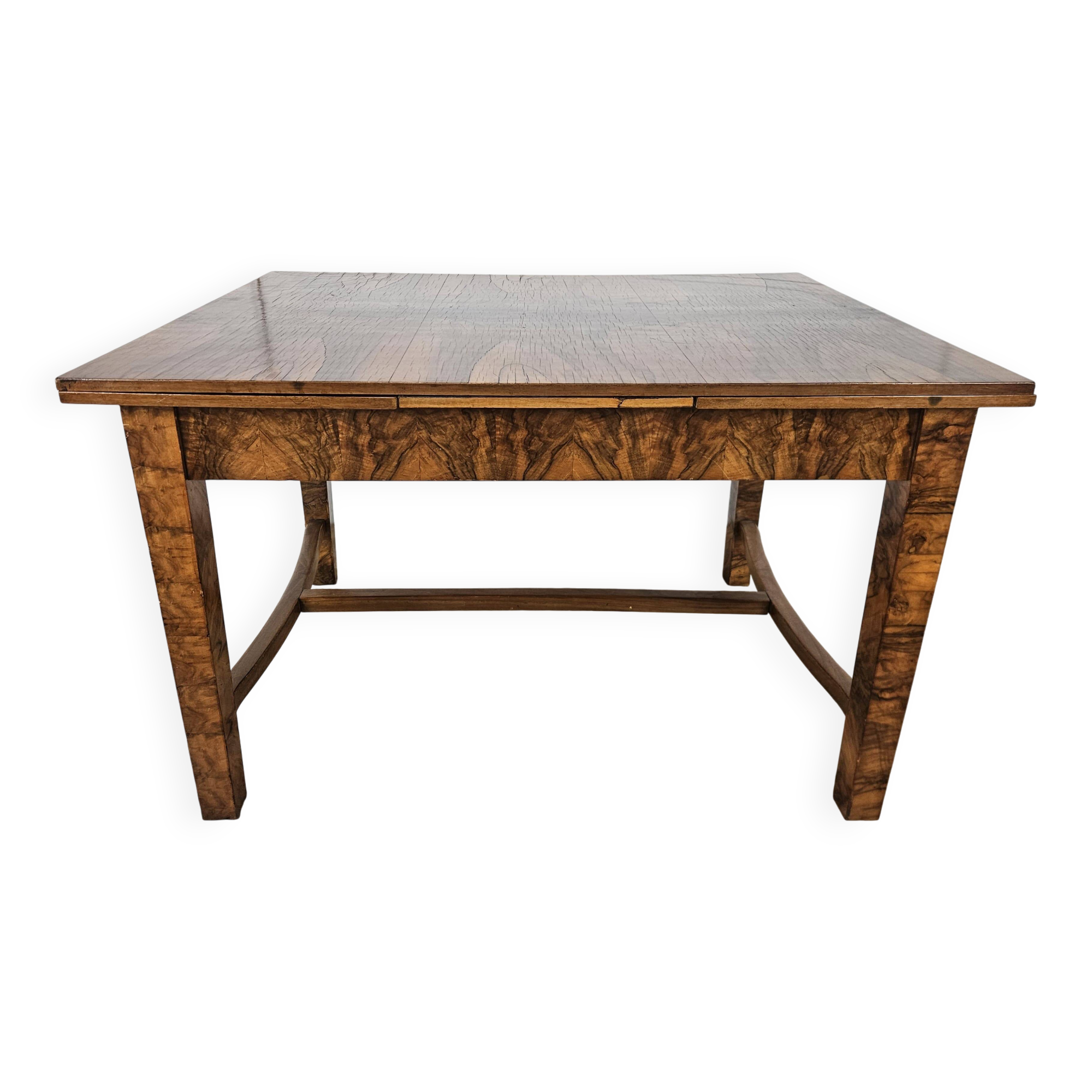 Extendable Art Deco table in olive root