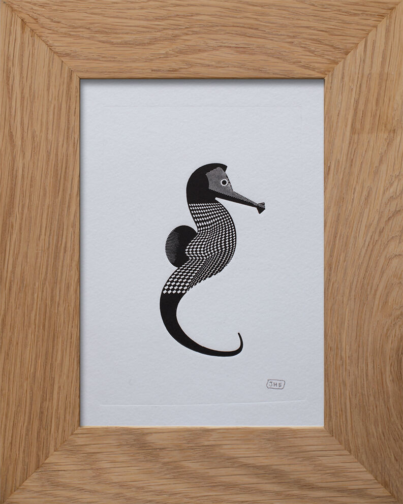 Black seahorse press print - embossing - A5 format