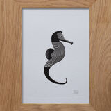 Black seahorse press print - embossing - A5 format