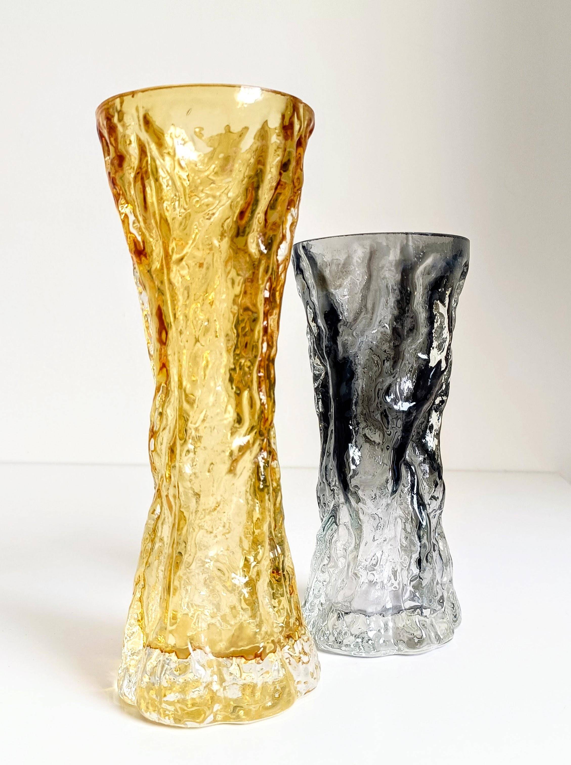1970s Brutalist Art Glass Vases by Kurt Wokan, Handmade in Germany