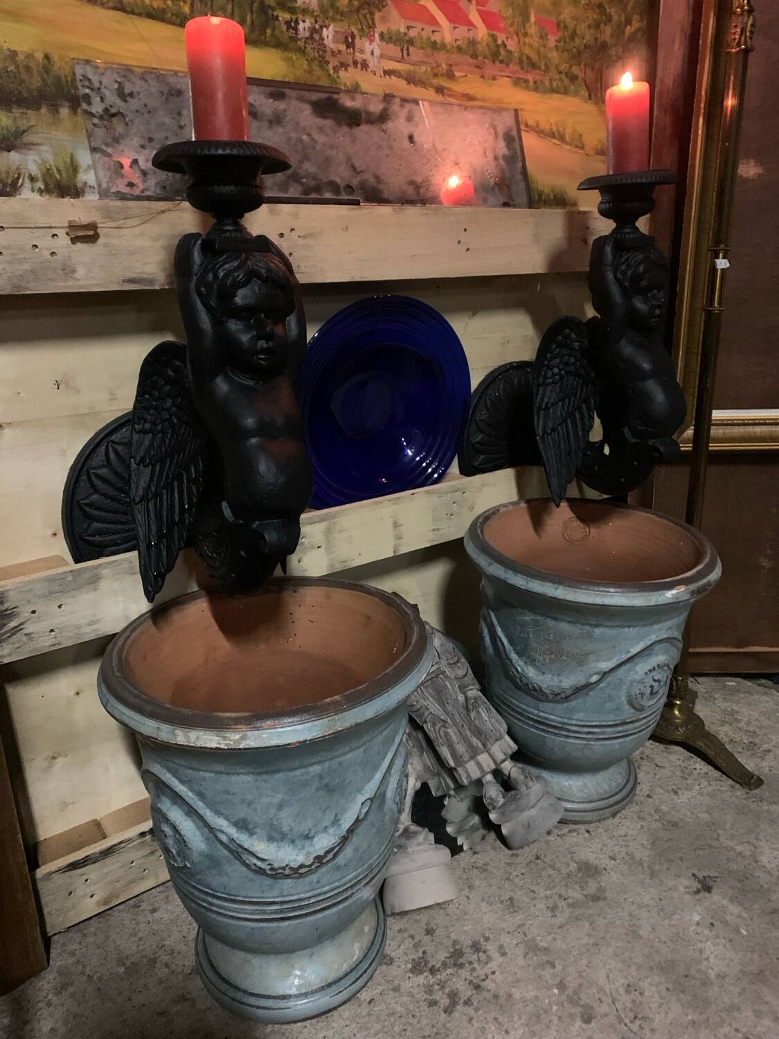Pair of garden candlesticks